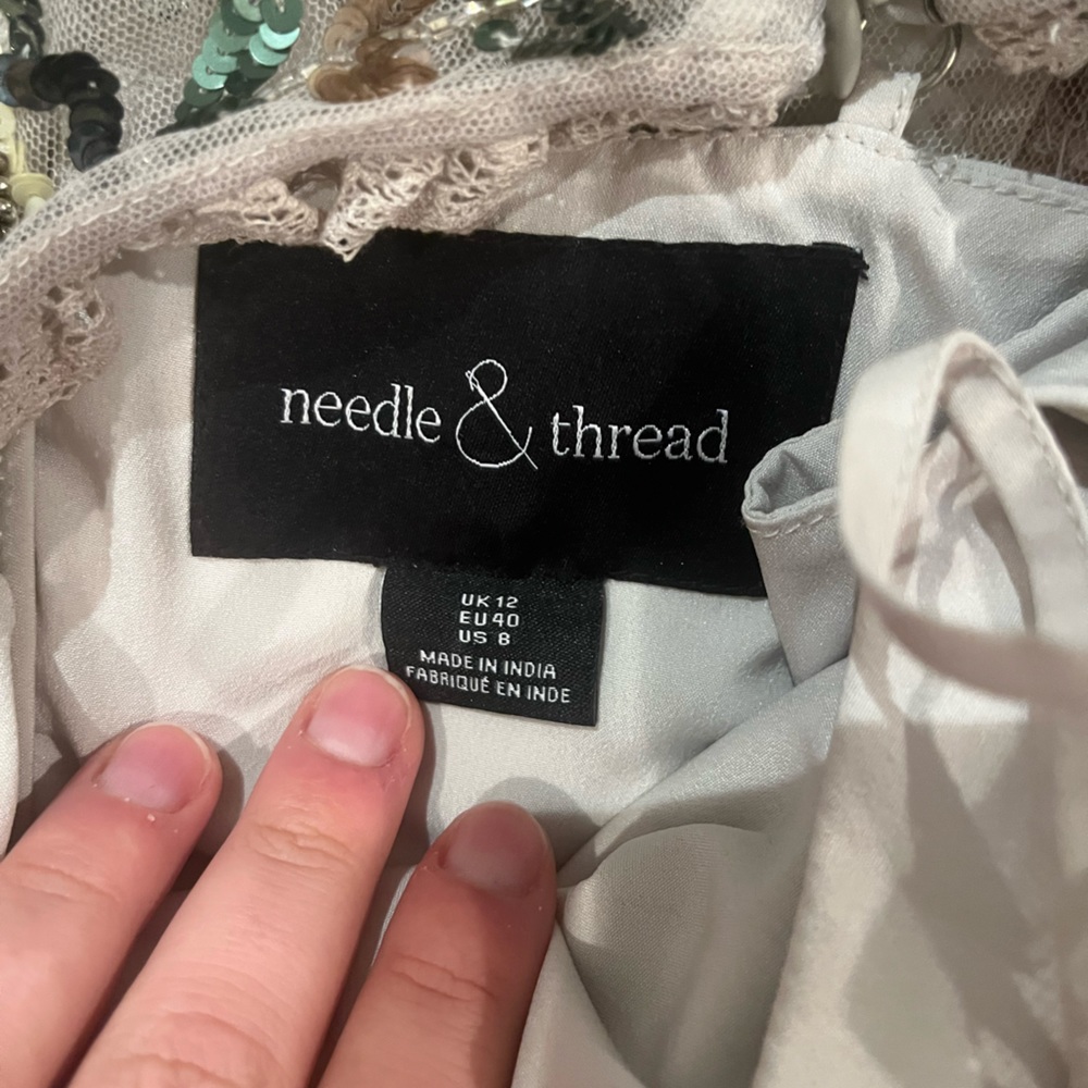 BEAUTIFUL beaded needle and thread gown!! Worn once!! - Picture 5 of 5